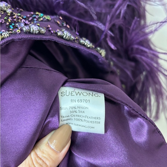 Sue Wong NWT Party Dress- Silk and Ostrich! - Picture 3 of 6
